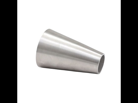 Stainless steel DS/SMS concentric reducer for hygienic piping in food processing. Ensures smooth flow transitions. Order here!