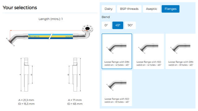 Collage of online hose configurator