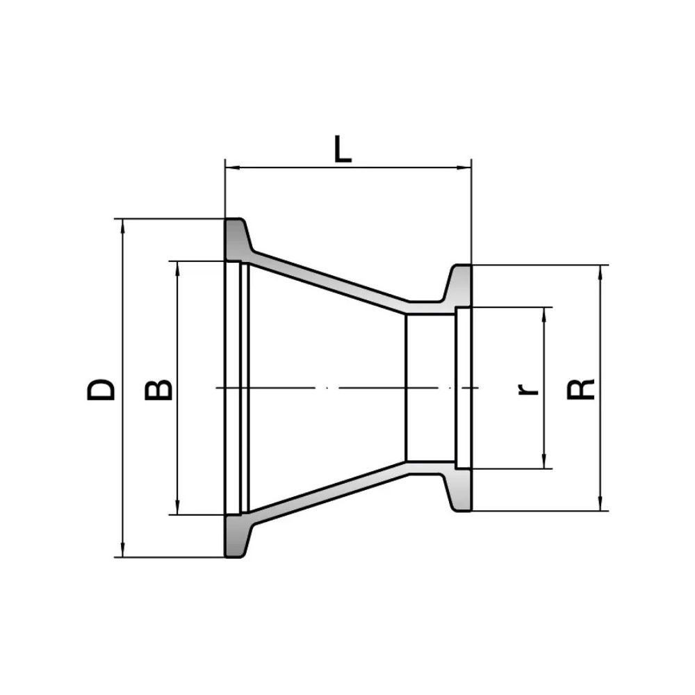 Vacuum flange, concentric reduction, KF