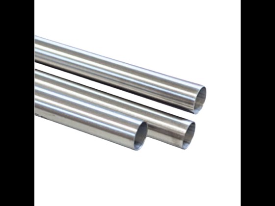 Welded dairy pipe with internal post-rolled weld seams, DIN standard. Non-annealed and polished exterior, ideal for food production. Order here!