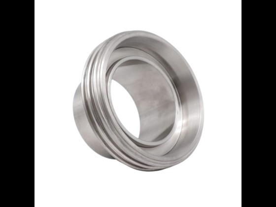 Stainless DIN male fitting with collar designed for welding onto dairy pipes. Hygienic and durable solution for the food industry. Order online today.