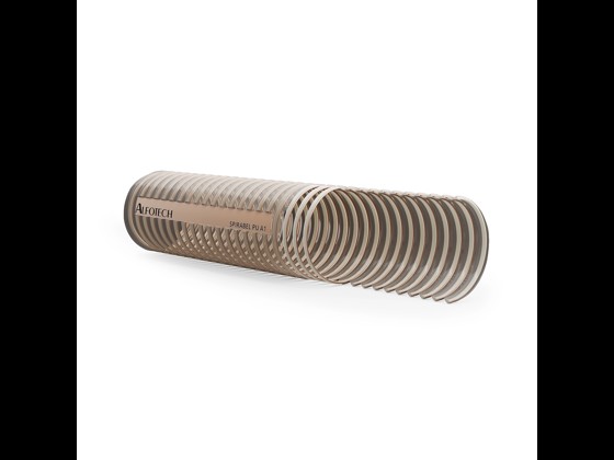 Food-grade and transparent polyurethane hose with PVC spiral. Ideal for transporting granules, air, and steam. Order here!