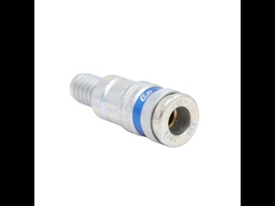 Compressed air coupling housing with hose tail suitable for connecting compressed air. Made of hardened galvanized steel. Cejn 320-compatible. Order here!