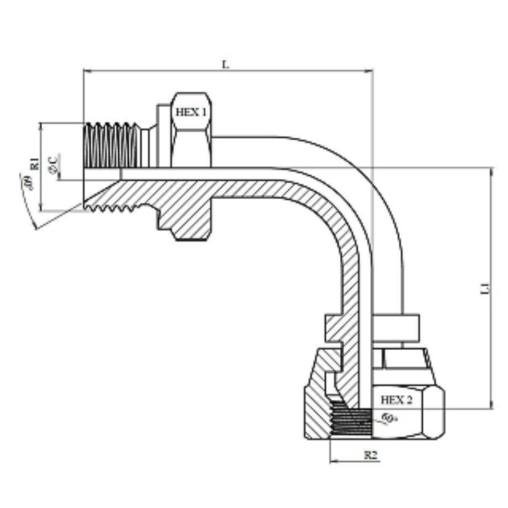 Connector, 90° elbow