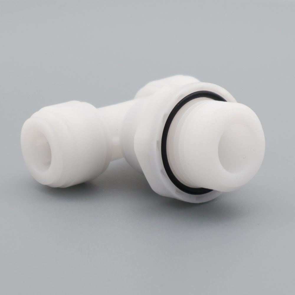 Push-in male swivel tee with BSPP thread, made of polyoxymethylene (POM). Complies with EC 1935/2004. Long service life and high sanitary level. Order here!