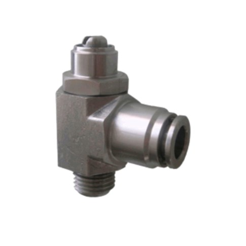 Push-in, unidirectional flow regulator
