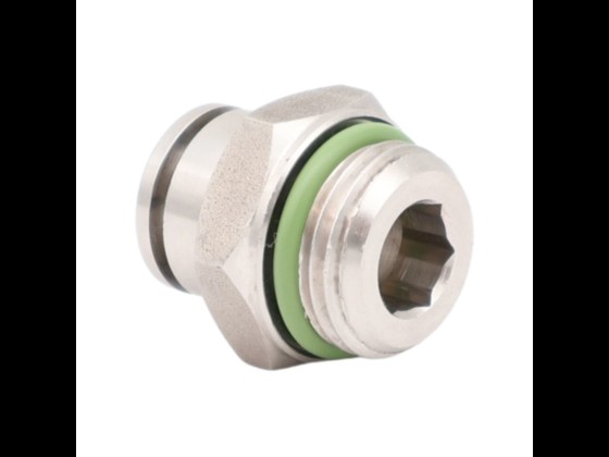 Robust push-in male connector with BSPP thread, made of stainless steel AISI 316. Incl. Viton gasket. Suitable for compressed air hoses. Order via webshop here!