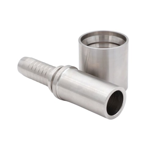 Press coupling f. corrugated PTFE hose w. braid, standpipe