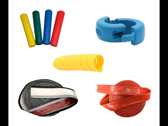 Wear-resistant hose guards for industrial use, for example in food production. Flexible designs and color coding options. See the selection here!