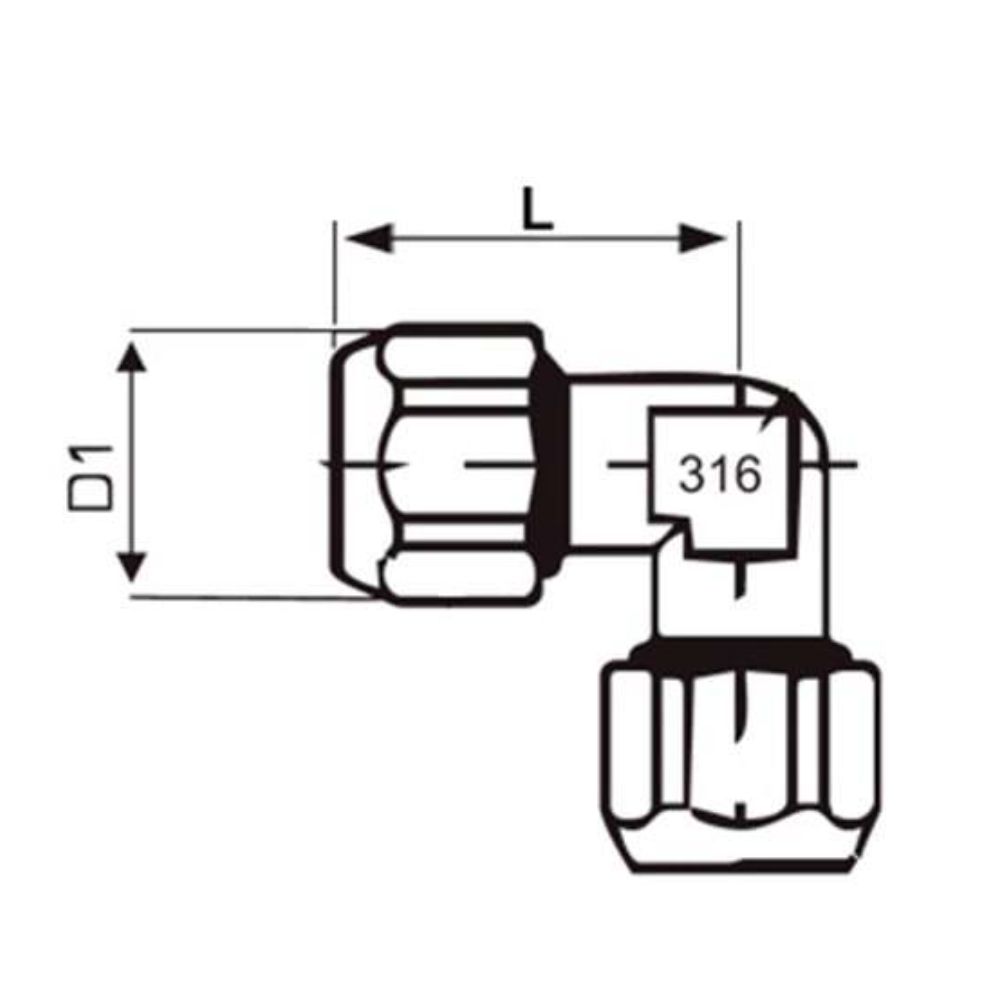 Push-on union elbow connector