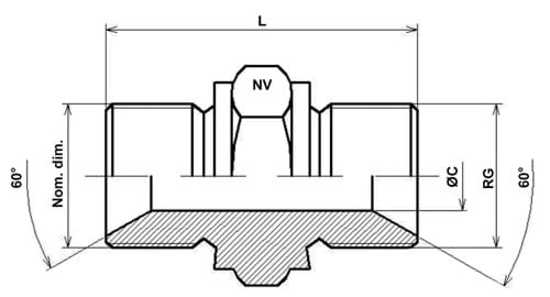 Hexagon nipple, 60 degrees x 60 degrees