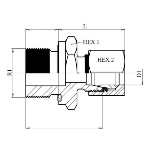 Male connector, male BSP thread
