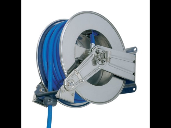 High quality stainless steel hose reel AFT 1000-1100 AV including spring rewind. Suitable for 3/8“ and 1/2” hose up to 20 meters in length. Order here!