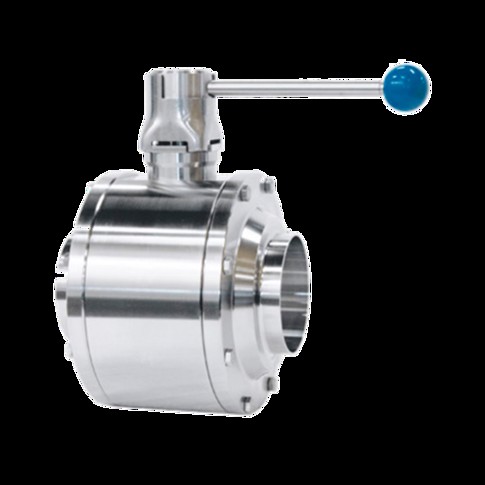 Hygienic ball valve with ISO weld end