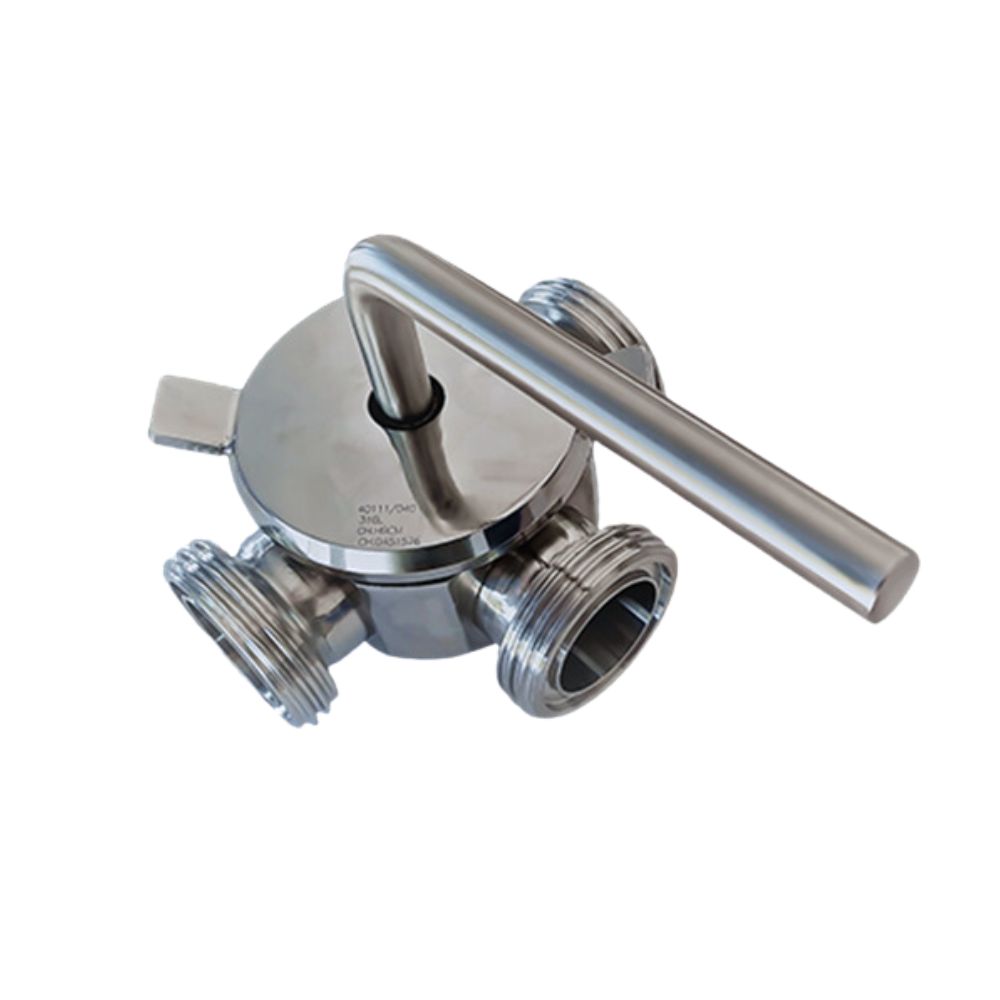 3-way cock valve with DIN weld ends in AISI 316L stainless steel with media-wetted surfaces at Ra 0.8 µm. Robust solution for hygienic processes. Order online!
