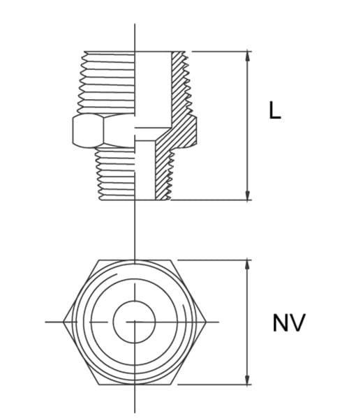 Reducing nipple, hexagon