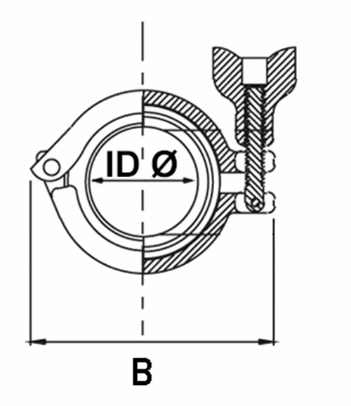 DIN Clamp ring, double hinged