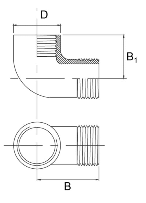Elbow 90°, male/female
