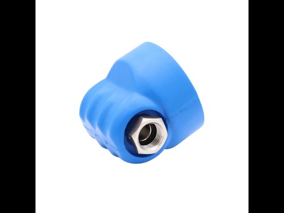 Low-pressure valve with cast-in ball valve, blue, stainless