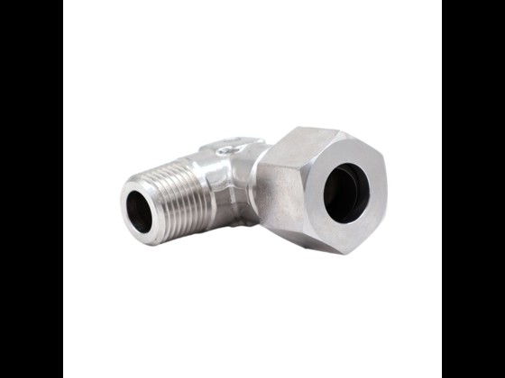 Stainless steel elbow with male thread, ideal for food production. Durable and corrosion resistant. Up to 250 bar working pressure. Order here!
