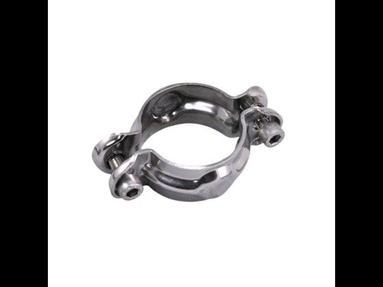 Pipeclip in stainless steel AISI 304 according to DIN standard. Complete with base and Allen bolts. Ideal for hygienic food installations. Order here!