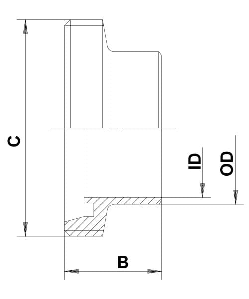 DIN male for ISO pipe, weld on