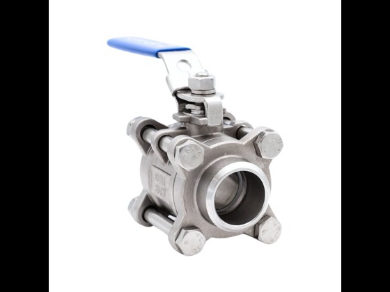 Ball valve, 3-part, stainless, weld ends