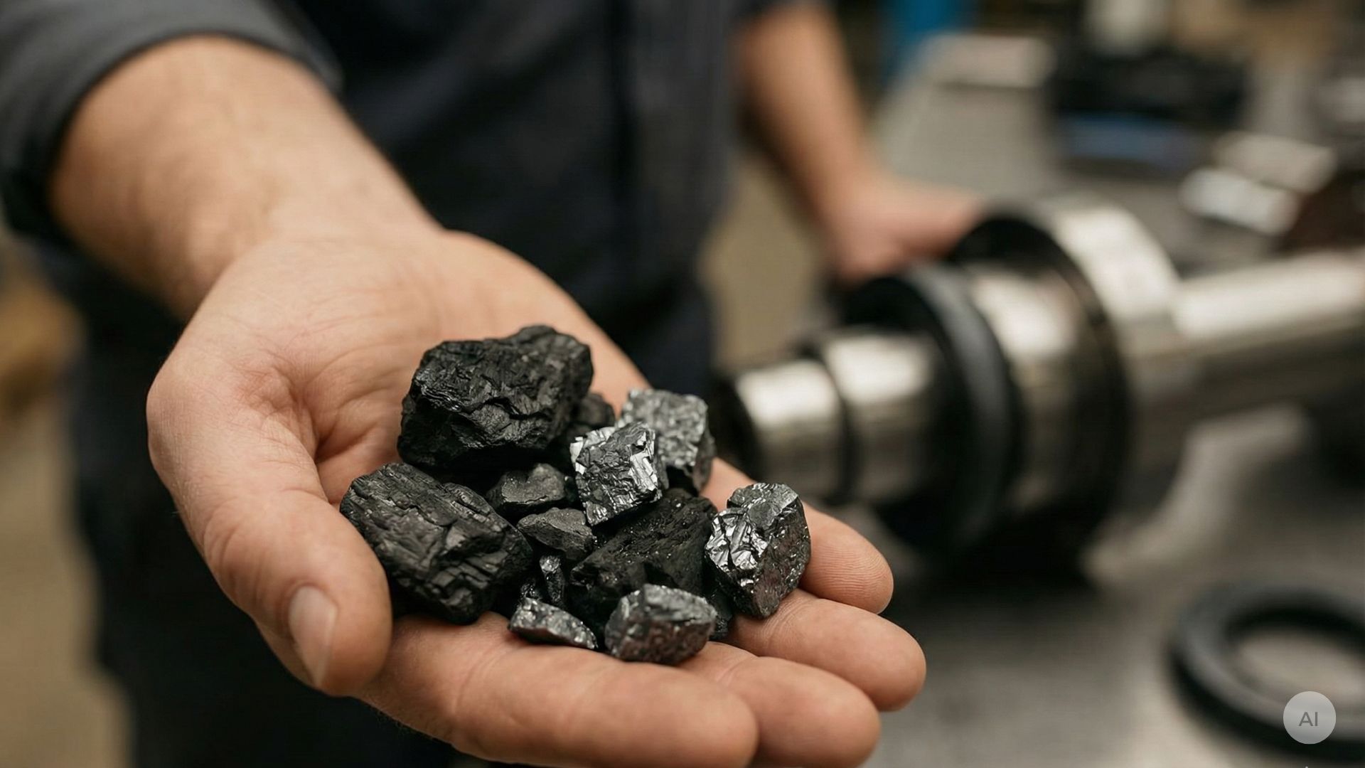 A hand holding silicon carbide