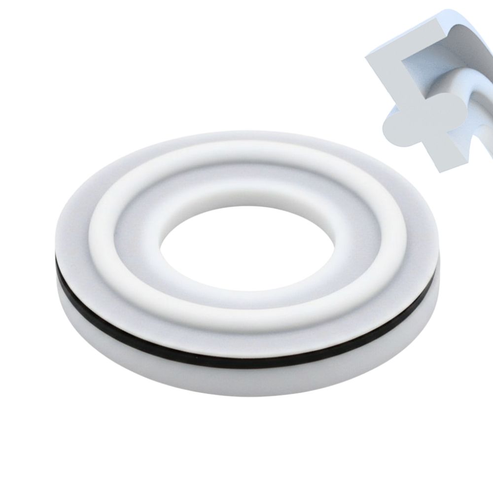 Clamp union lip gasket, PTFE/FPM, with lip