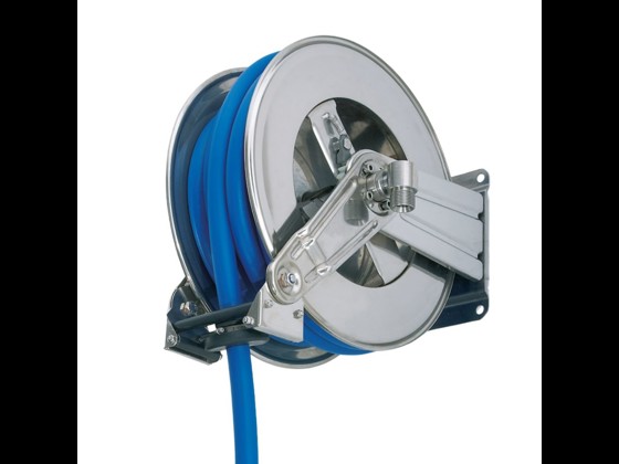 Alfotech's stainless hose reel AFT 1200-1300 AV is of high quality and comes with spring reel. Fits 3/4 ”(max. 18 m) and 1” (max. 15m) hose. Order here.