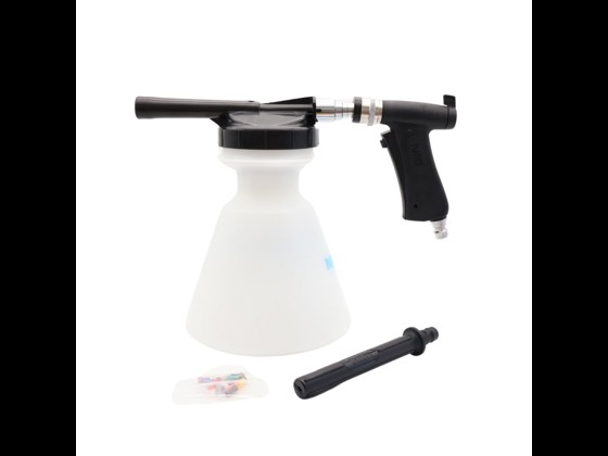 Spray gun with 2.5 l container and 1/2’ thread. Low weight and stepless adjustment make it ideal for cleaning in the food industry. Withstands 4 bar.