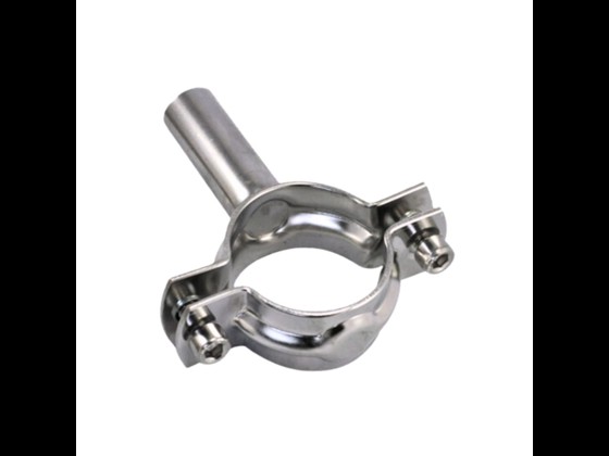 Hygienic DS/SMS pipeclip with 90 mm shaft in stainless steel. Suitable for food-grade piping systems. Order here!