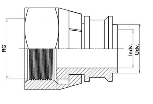 Welding fitting for metal bellow hoses, BSP nut flat seat
