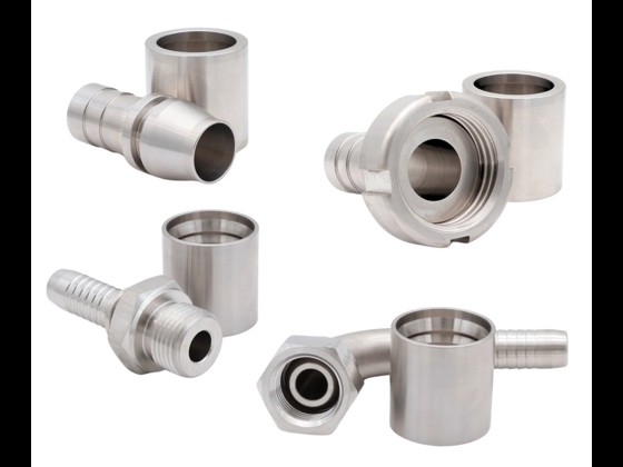 Modern, high-quality crimped hose couplings in stainless steel for corrugated PTFE hose with wicker. Alfotech is your shortcut to quality products for industry.