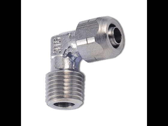 Push-on male elbow with BSPT thread, made of stainless steel AISI 316. Long service life, high sanitary level. Suitable for air, water and food. Order here!
