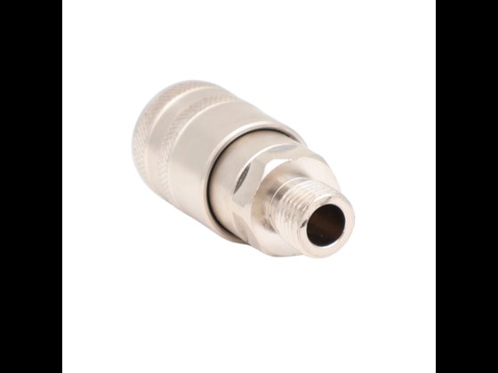KS compressed air coupling housing in nickel-plated brass with male BSP and valve. Suitable for compressed air up to 35 bar and +80°C. Order here!