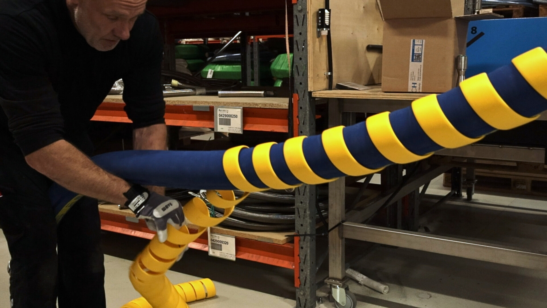 installation of spiral hose protector