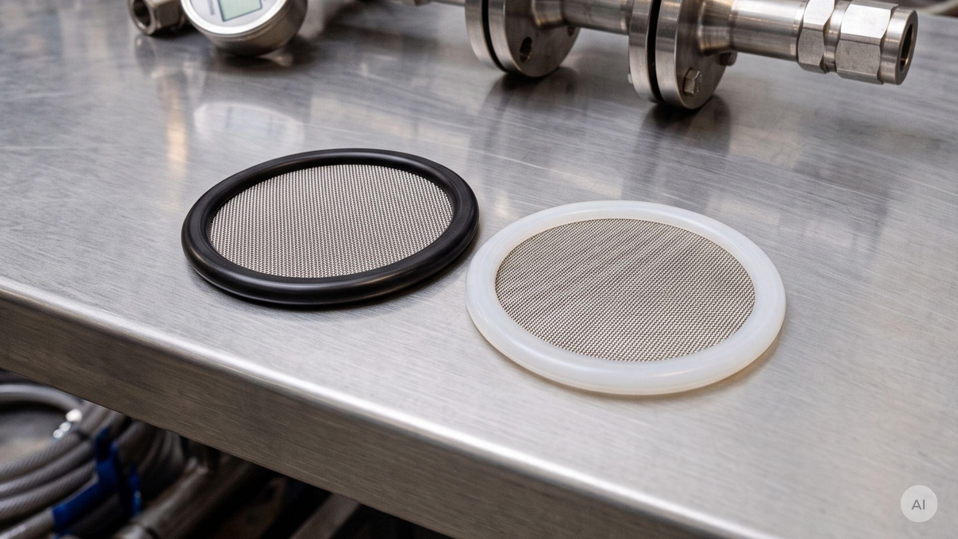 two union gaskets with screens in EPDM and silicone