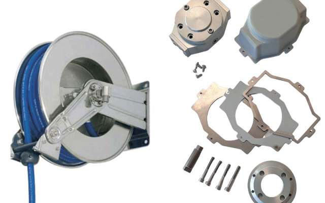Collage of hose reel and safety brake kit