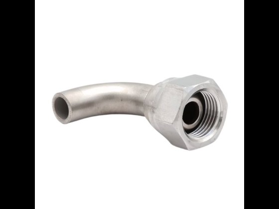 Welding fitting for metal bellow hoses, BSP nut, 60° cone, 90° elbow