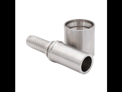 Press Coupling f. corrug. PTFE hose w. braid & silicone, standpipe