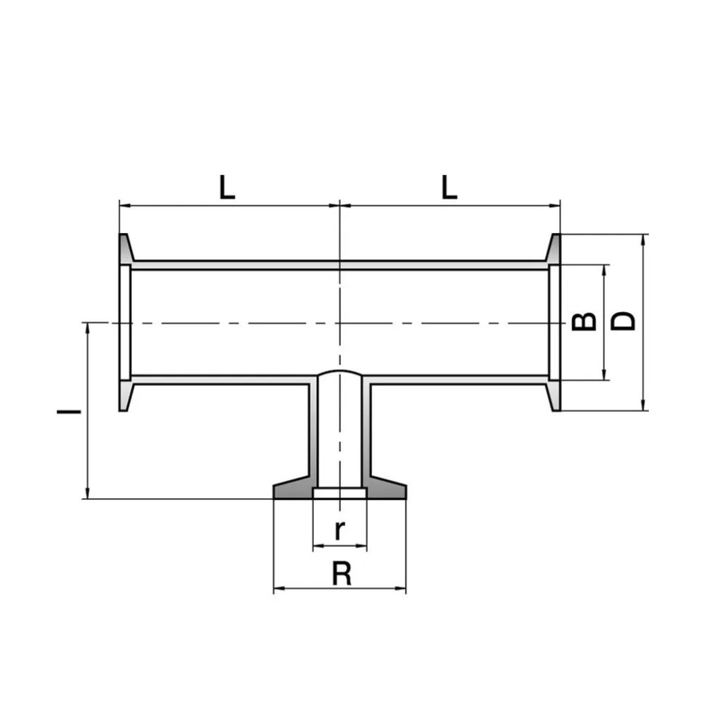 Vacuum tee, reduction, KF