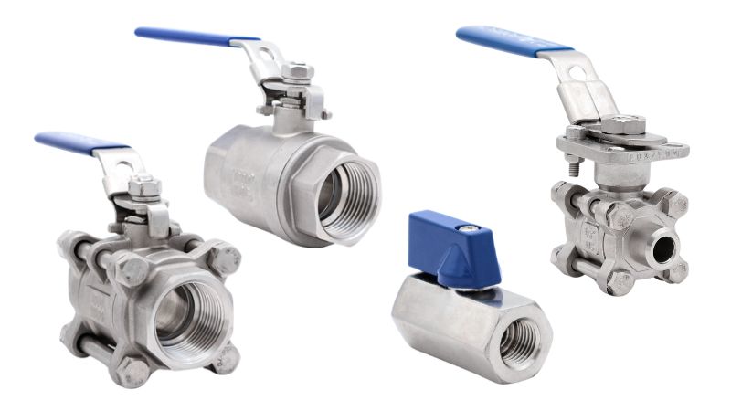 A collage of ball valves