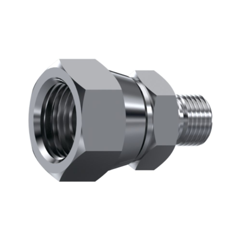 Connector, reducer, with nut, 60° x 60°