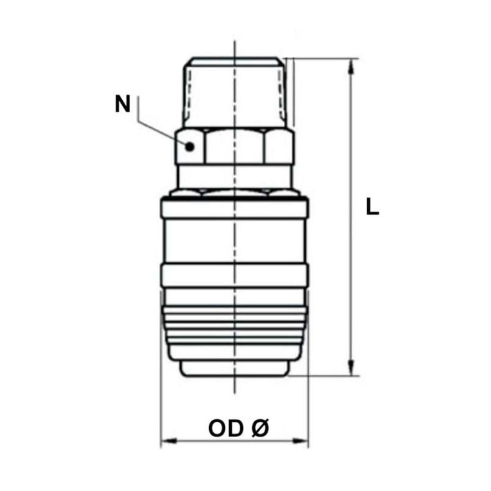 Compressed air coupling housing, male BSP