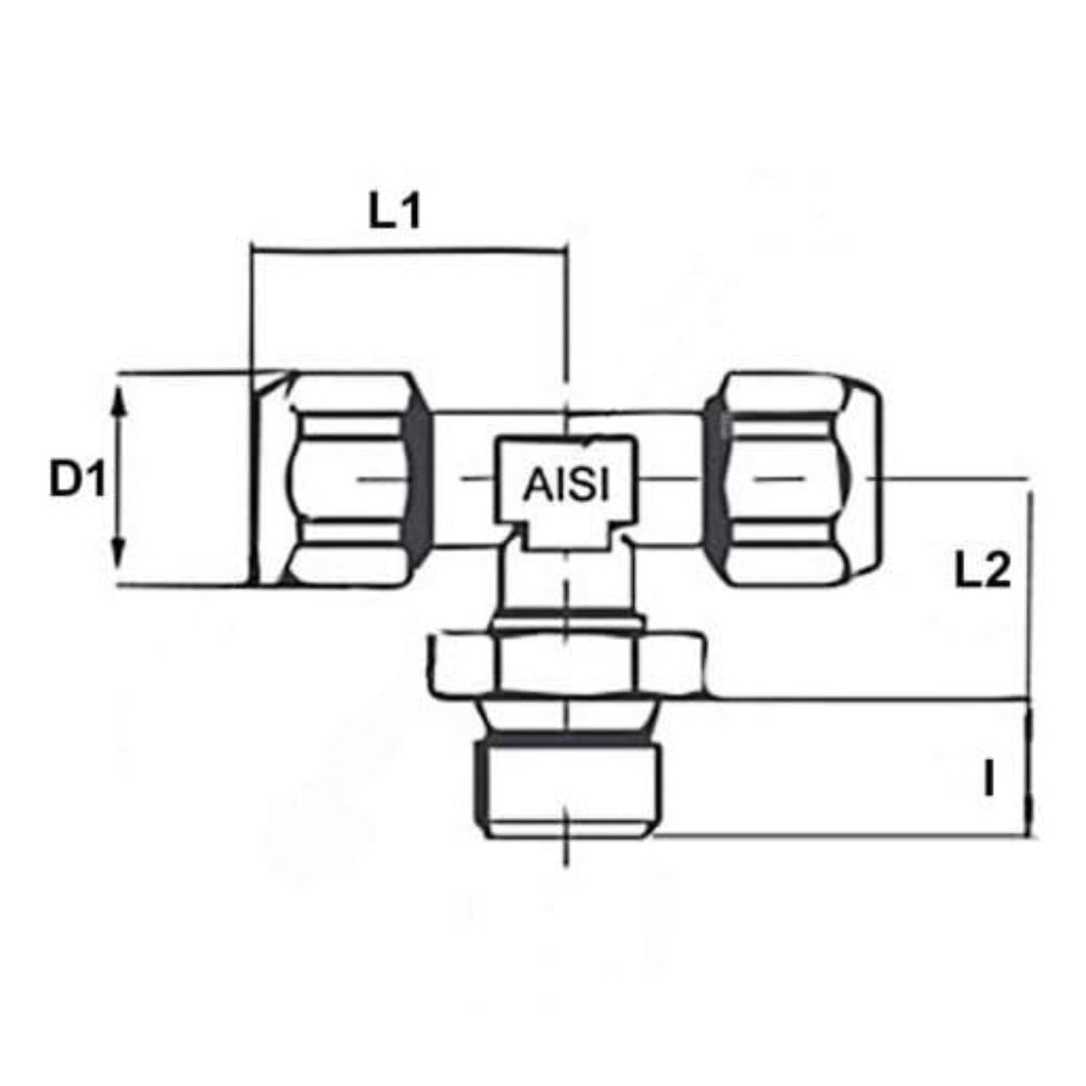 Push-on swivel male tee, BSPP