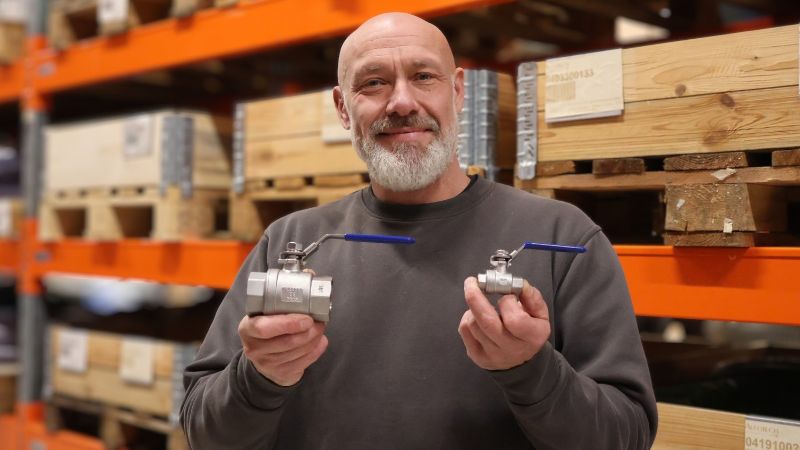 Peter holds ball valves