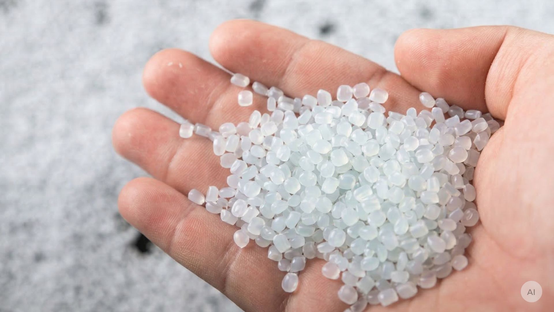 a handful of polypropylene granules
