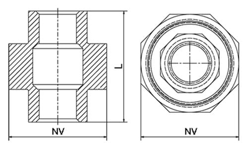 Union, female/female, PTFE