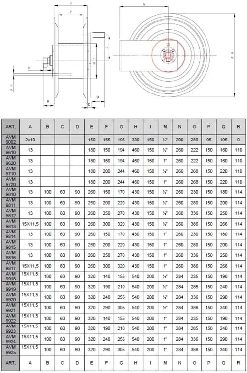 Hose reel 9002-9620 AVM